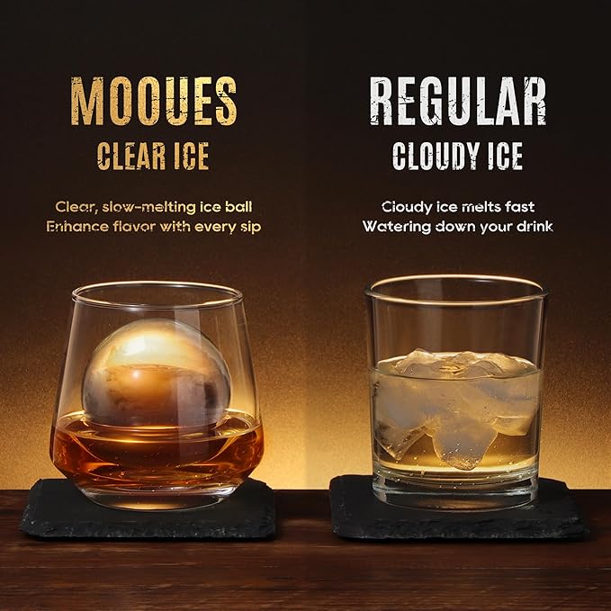 Clear Ice Ball Maker Mold, Whiskey Ice Cube Tray, 2.4 Inch Large Round Ice Molds for Cocktails Whisky Bourbon Liquor, Best Dad Ever Gifts for New Dad Husband Men who Have Everything