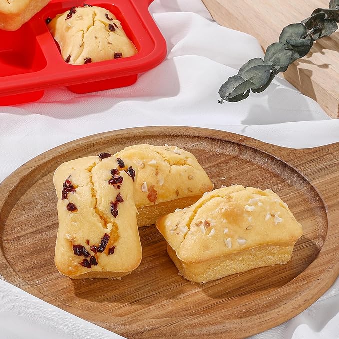 CAKETIME Silicone Mini Loaf Pan, 12 Cavities Metal Reinforced Frame Nonstick Food Grade for Baking Mini Bread, Brownie, Cornbread, Cheesecake and Chocolate (2 Pack)