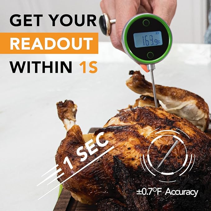 ChefsTemp Pocket Pro 1-Second Instant Read Digital Meat Thermometer Rechargeable for Grilling, Food, BBQ, Kitchen Cooking, Oil Deep Frying & Candy (Lime Zest)