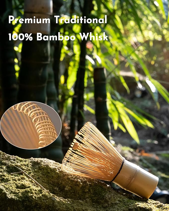 Matcha Whisk Set,Matcha Set,Matcha Kit,Matcha Bowl with Spout,Scoop,Sifter,Bamboo Whisk,Chasen Holder,Unique Gifts for Women Grifend,Gifts for Christmas, Birthday,Halloween(Black)