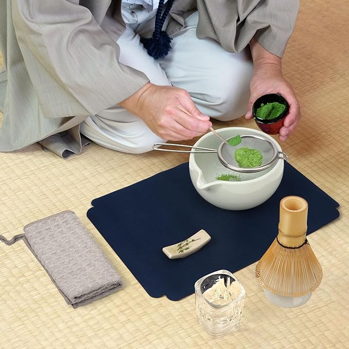 Matcha Tea Set 10-Pcs Kit, Whisk and Bowl with Spout & Measuring Spoon, Japanese Tea Making Tools, Grey