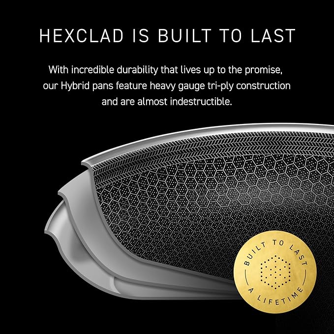 HexClad Hybrid Nonstick 5-Quart Saucepan with Tempered Glass Lid, Stay-Cool Handle, Dishwasher-Friendly, Oven-Safe Up to 900°F, Induction Ready, Compatible with All Cooktops