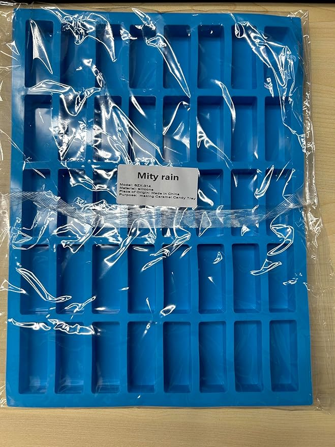 Mity rain 40 Cavities Rectangle Silicone Mold - Caramel Candy Trays Molds for Chocolate Truffles, Ganache, Jelly, Praline, Ice Cube Tray, Gummy(blue)