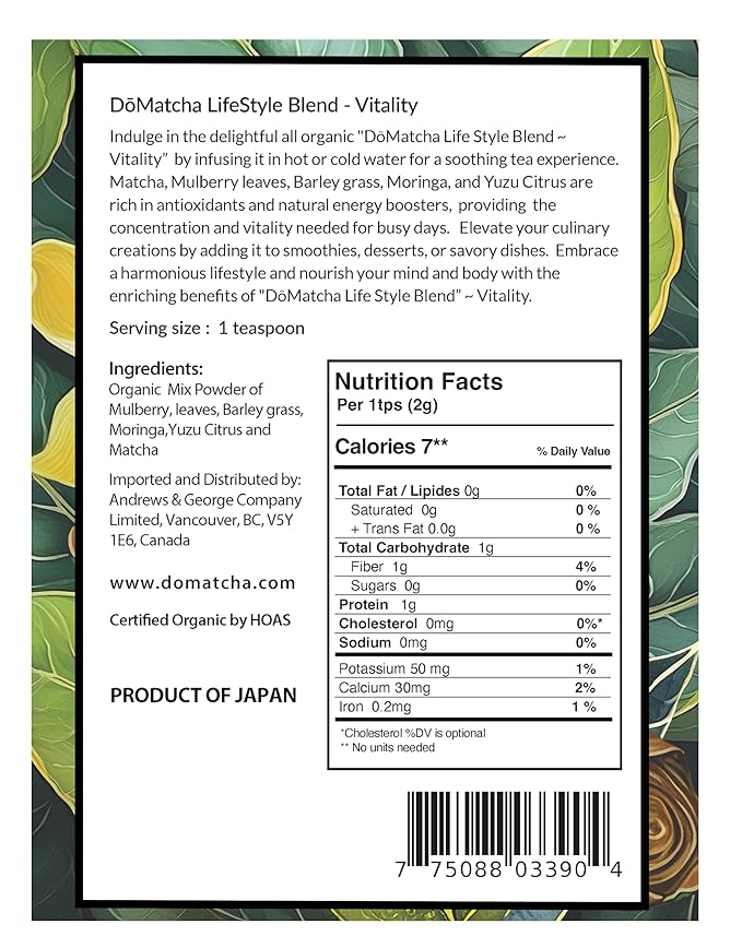 DoMatcha Vitality Blend - Green Mix 2.82 oz - Superfood Blend for Unique Smoothies - Nature's Vibrant Mix - Crafted with 100% Organic Ingredients