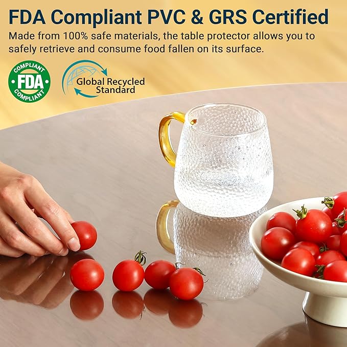 Clear Table Cover Protector Rectangle 40 x 72 Inch, 2.0mm Transparent Plastic Table Protector Waterproof, Anti-Scratch Clear Desk Mat for Office Desktop Dresser Dining Table, FDA Compliant