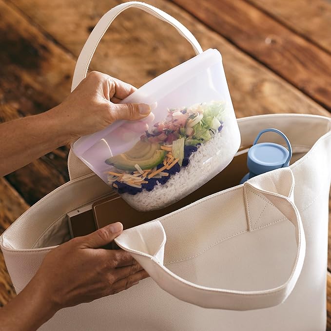 Stasher Premium Silicone Reusable Food Storage Bags, 3-Pack, Clear, Multi-Use Food Storage Bags, Lunch Bag, Travel Containers, BPA Free, Leak-free, Dishwasher-Safe, Eco-friendly