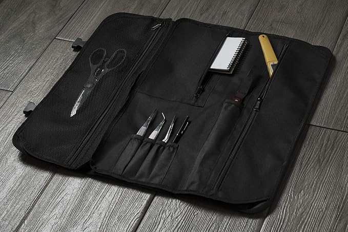 Asaya Chef Knife Roll Bag - 20 Total Pockets for Knives and Kitchen Utensils - Made with Stain Resistant Waxed Nylon - For Chefs and Culinary Students - Knives Not Included(Red)