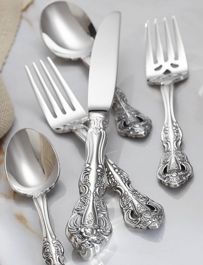 Oneida Michelangelo Fine Flatware Dinner Fork, Set of 4 , 18/10 Stainless Steel, Silverware Set, Dishwasher Safe