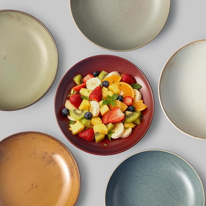 HAPPY KIT 9'' Pasta Bowls, 42oz Pasta Bowls Set of 4, Large Salad Bowl, Ceramic Serving Bowls,Double Reactive Glaze, Ideal for Housewarming, Festivals, Microwave Safe (Willow Green)