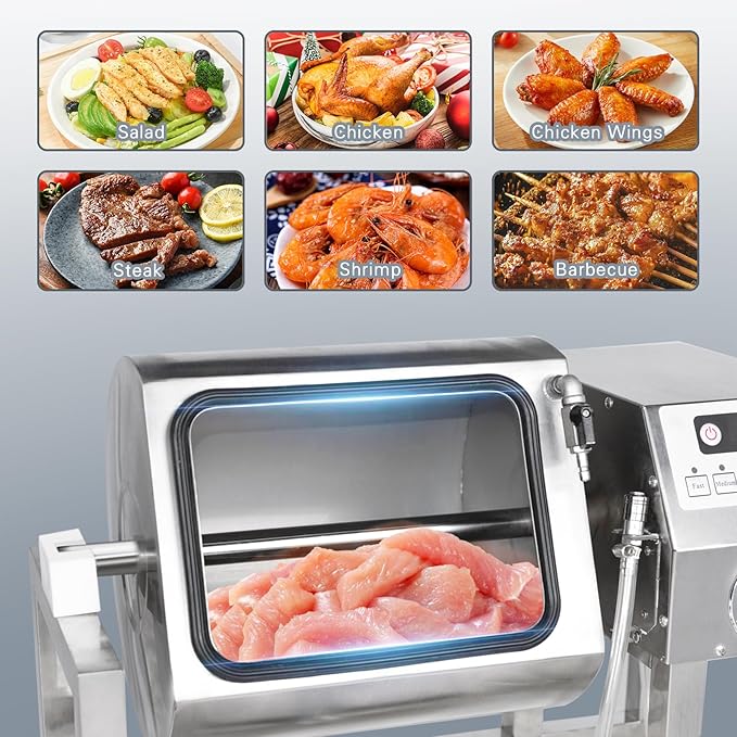 Hakka Meat Tumbler Marinator, 36lb/18L Vacuum Tumbler Marinating Machine for Jerky Sausage Bacon Stainless Steel Food-Grade Tumbling Marinator w/Bidirectional Rotation & 3-Speed Control