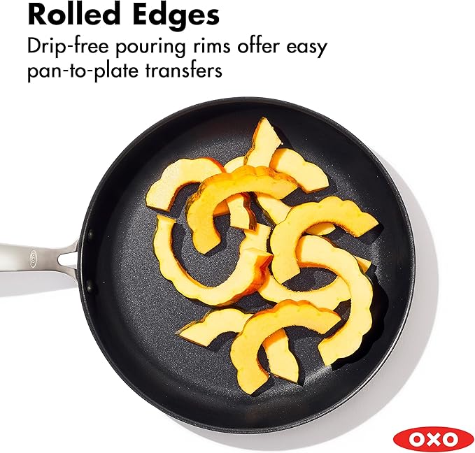 OXO Enhanced 8” Nonstick Frying Pan Skillet, Ceramic PFAS-Free Cookware, Stainless Steel Handle, Eggs & Omelets, Dishwasher & Oven Safe, Storm Blue