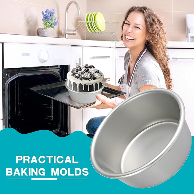 16 Pcs 4 Inch Round Cake Pans Nonstick Aluminum Round Cake Pan Mold Small Smash Cake Baking Pans for Home Baking Cheese Cake Pizza Quiche Leakproof and Easy Release