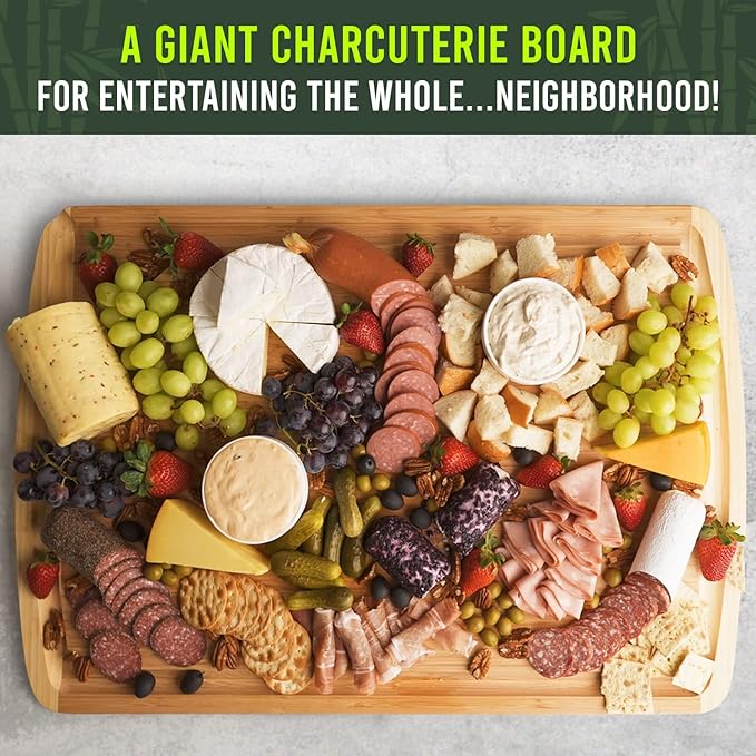 30 x 20 Organic Extra Large Cutting Board with Lifetime Replacements – Wood Bamboo Chopping Board - Wooden Butcher Block Cutting Board for Carving Turkey, Grilling Brisket and BBQ - by Greener Chef