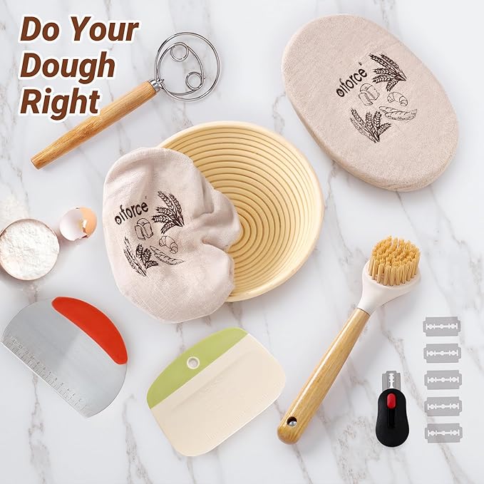 Banneton Sourdough Proofing Basket Kit,10"Round & 11"Oval Proofing Basket with Liners & Covers,Bread Baking Supplies for Home or Professional Sourdough Bakers Baking Tool