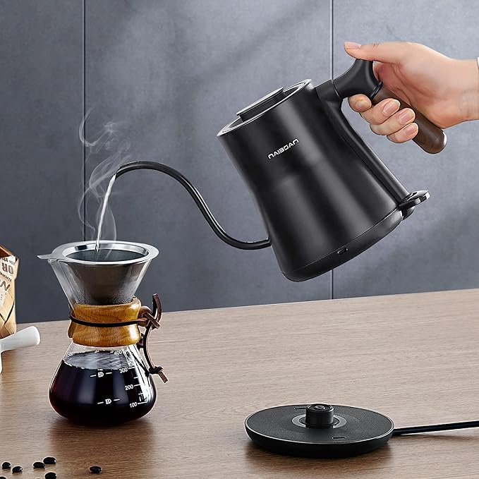 Gooseneck Electric Kettle, 1000W, Pour-over Coffee & Tea, Stainless Steel, Hot Water, 0.8L, Small, Auto Shut-Off & Boil Dry Protection, BPA Free