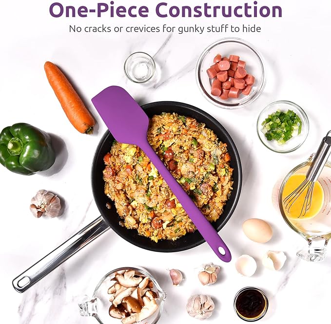 14in Extra Long Silicone Spatula: U-Taste 480ºF Heat Resistant Flexible Baking Mixer Scraper, Large Rubber Mixing Stirring Scraping Seamless Kitchen Turner Utensil for Nonstick Cookware (Purple)