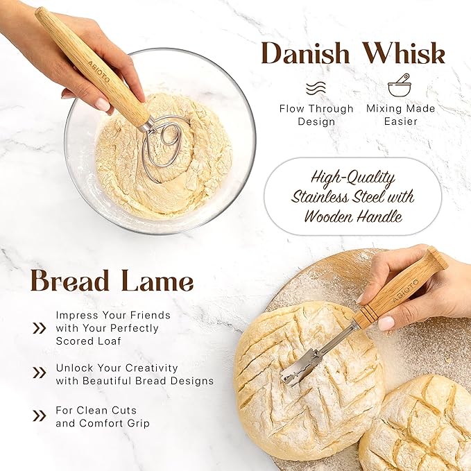 Sourdough Starter Kit with 10" Round & 11" Oval Banneton Proofing Basket and 34oz Starter Jar - Beginner-Friendly Sourdough Bread Baking Supplies and Baking Gifts for Women, Men, and Bread Bakers