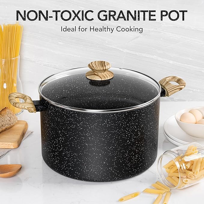 MICHELANGELO Stock Pot with Lid, 10 Quart Large Pot for Cooking, Nonstick Cooking Pot with Healthy Coating, Non Stick Soup Pots Induction Compatible