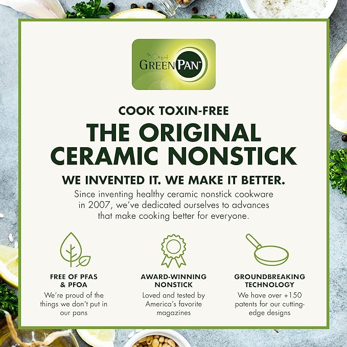 GreenPan Paris Pro Hard Anodized Healthy Ceramic Nonstick, 14 Piece Cookware Pots and Pans Set with Stainless Steel Lids, PFAS-Free, Dishwasher Safe, Grey