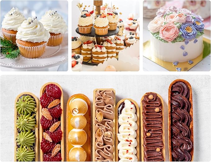 Kootek 54 in 1 Piping Bags and Tips Set with 13 Large Size Piping Tips, 35 Standard Size Icing Tips, 2 Reusable Pastry Bags 12 Inch, Cake Decorating Kit Supplies, Frosting Piping Kit for Cake, Cupcake