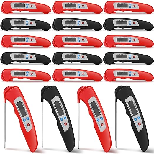 20 Pcs Digital Meat Thermometer Foldable Waterproof Kitchen Instant Read Cooking Grill Food Thermometer with Magnet Digital Food Probe for Cooking Kitchen Beef Accessories Gadgets