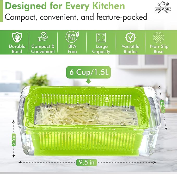 16-in-1 Vegetable Chopper and Slicer with 8 Blades – Veggie Cutter, Dicer, Food Chopper with Container & Lid – Multi-Purpose Kitchen Tool for Easy Meal Prep (White)