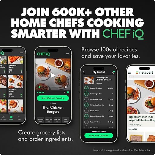 CHEF iQ Sense [2025 Model] | Smart Wireless Meat Thermometer | 2 Ultra-Thin Probes | WiFi Unlimited Range | 1000°F Heat Safe | 5 Sensors | BBQ, Grill, Oven, Smoker, Air Fryer | Gen3