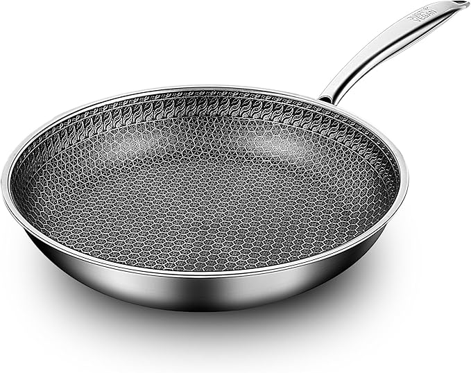 11 Inch Non Stick Frying Pan, Hybrid Non-Toxic Cookware & Healthy Ceramic Wok Pan for Induction, Gas & Electric Stove, PFOA/PTFE/Lead-Free, Oven & Dishwasher Safe