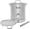 BREWSIE Stainless Steel Home Brew Kettle w/Dual Filtration. Equip with False Bottom Thermometer and Ball Valve for Brewing (10 Gal/ 40 Quart)…
