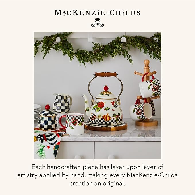 MACKENZIE-CHILDS Enamel Canister, Kitchen Storage Container with Lid, Large, Deck the Halls