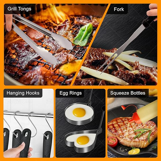 29-Piece Grill Tools Set, Heavy Duty Stainless Steel BBQ Accessories for Outdoor BBQ & Camping