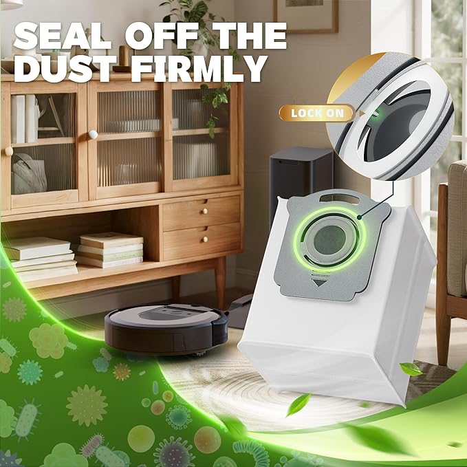 12 Pack Vacuum Bags Replacement Compatible with iRobot Roomba i7, i7+, i3, i3+, i1+, i4, i4+, i6, i6+, j7, j7+, i8, i8+,s9, s9+ Plus, i & s & j Series Clean Base Automatic Dirt Disposal Bags