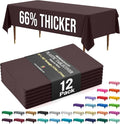Exquisite 66% Thicker Premium Plastic Table Cloth Rectangle Table Cover 0.5 Mil 12 Pack Brown Table Cloth 54 Inch x 108 Inch Disposable Tablecloth Won't Tear Easily Like Cheap Thin Brands