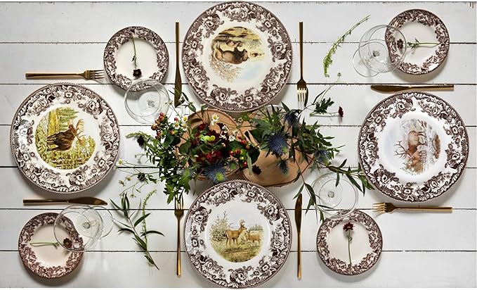 Spode Woodland Majestic Moose Dinner Plate – 10.5 Inch Wildlife Design in Fine Earthenware, Rustic Hunting Collection – Microwave, Dishwasher & Warm Oven Safe, Made in England