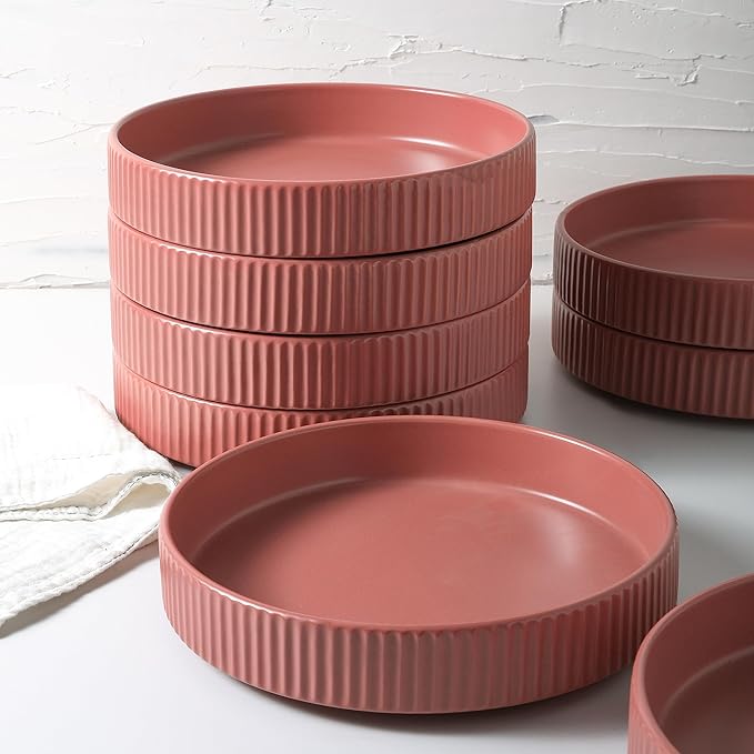 Christian Siriano Lusso 16-Piece Dinnerware Set Stoneware, Redwood