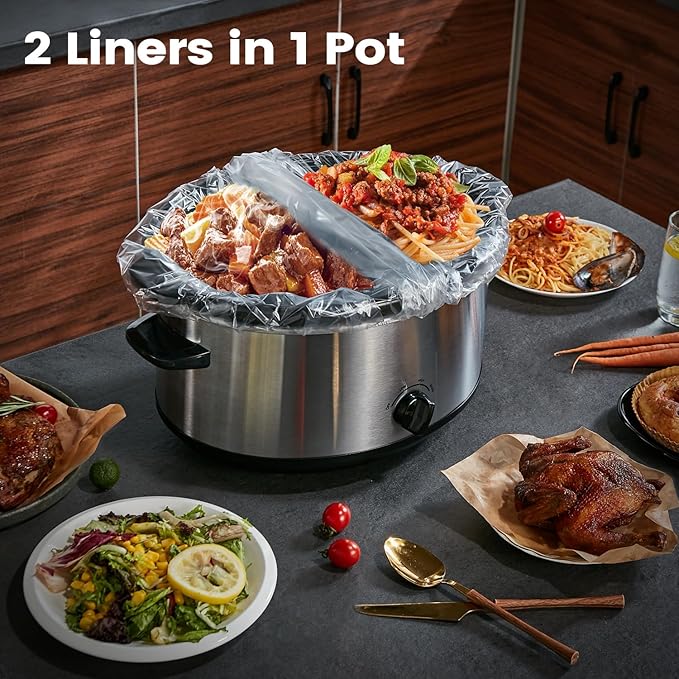 Slow Cooker Liners, Hotensil 13"x 21" 20 Count Cooking Bags Large Size Disposable Pot Liner, Fit 3QT to 8.5QT for Slow Cooker Cooking Trays, Multi-Purpose Durable Liners Plastic Bags, BPA Free