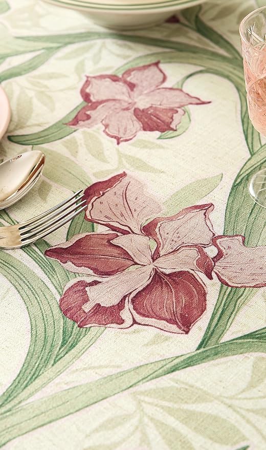 patdrea Designer Green Rectangle Tablecloth,Framhouse Vintage French Violets Pattern Tablecloths,Elegant Floral Table Cover Decor for Kitchen Dining Christmas,Party,Thanksgiving,55"x87"-Tara a