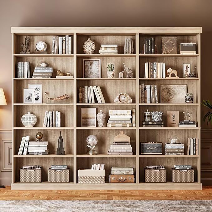 70.8" Tall Brown Bookshelf, Farmhouse Modular Bookcase with 6-Tier Adjustable Shelves, Large Storage Cabinet for Home Office, Living Room
