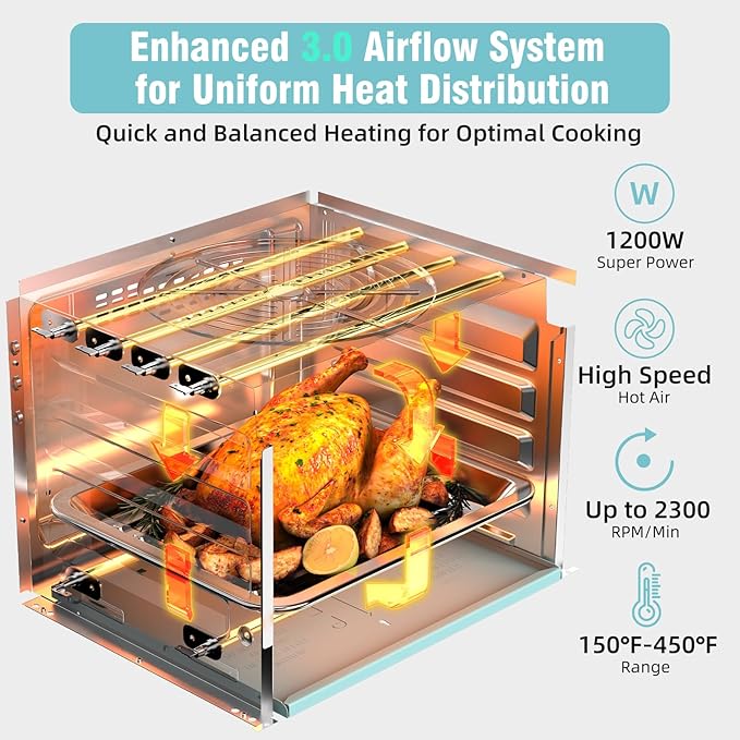 Novaspark Air Fryer Toaster Oven Combo, Retro Convection Oven Countertop,16QT Small Toaster Oven, 4-slices or 9" Pizza,Bake,Toast,Broil, Air Fry, Rapid Heating Mini Conventional Oven, Non-Stick, Blue