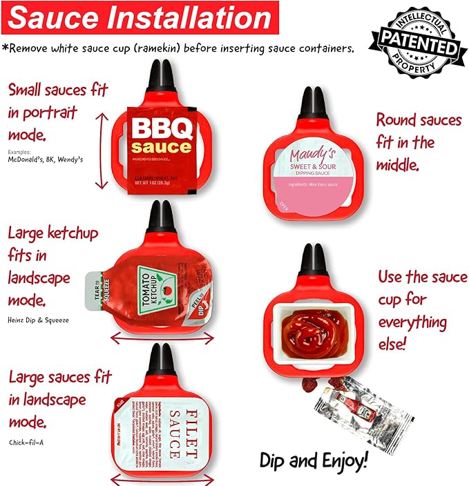 Saucemoto Dip Clip | Car sauce holder for ketchup and dipping sauces. No more dry fries or sauceless nuggets. As seen on Shark Tank (2 count pack, Pink)