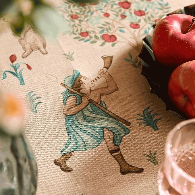 patdrea Designer Vintage Beige Tablecloth for Rectangle Table,Italian Linen Trees Pattern Anti-Wrinkle Table Cloth,Cover Cloth Decor for Kitchen Dining,Christmas,Thanksgiving,63"x87"-Tatiana a