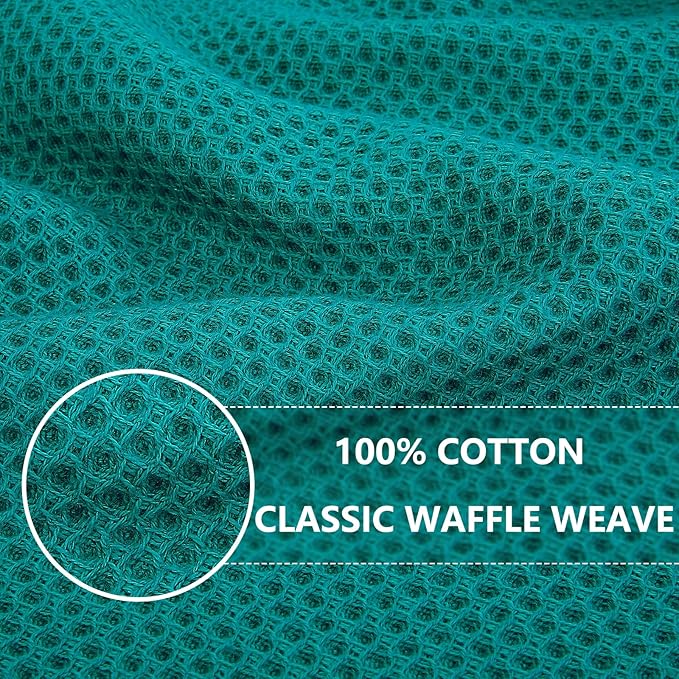 Homaxy 100% Cotton Waffle Weave Kitchen Dish Cloths, Ultra Soft Absorbent Quick Drying Dish Towels, 12 x 12 Inches, 6-Pack, Teal