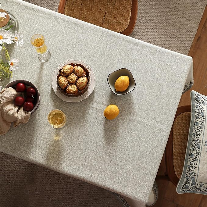 ISAENNE Designer Vintage Linen Elegant Square Table Cloth,Chinoiserie Floral Tablecloth,Wrinkle Resistant Decor Table Cover for Dining Thanksgiving Kitchen Christmas,67"*67"-Segerman B