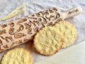 MEOW CATS EMBOSSING ROLLING PIN WOODEN HANDMADE ROLLING PIN with CATS GIFT FOR CAT LOVERS