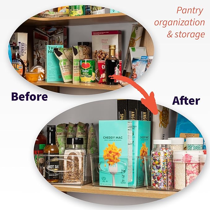 ClearSpace Pantry Organizers with Removable Dividers – Perfect Pantry Organization and Storage Bins or Kitchen Organization – Refrigerator Organizer Bins, Cabinet Organizers (2 Pack)