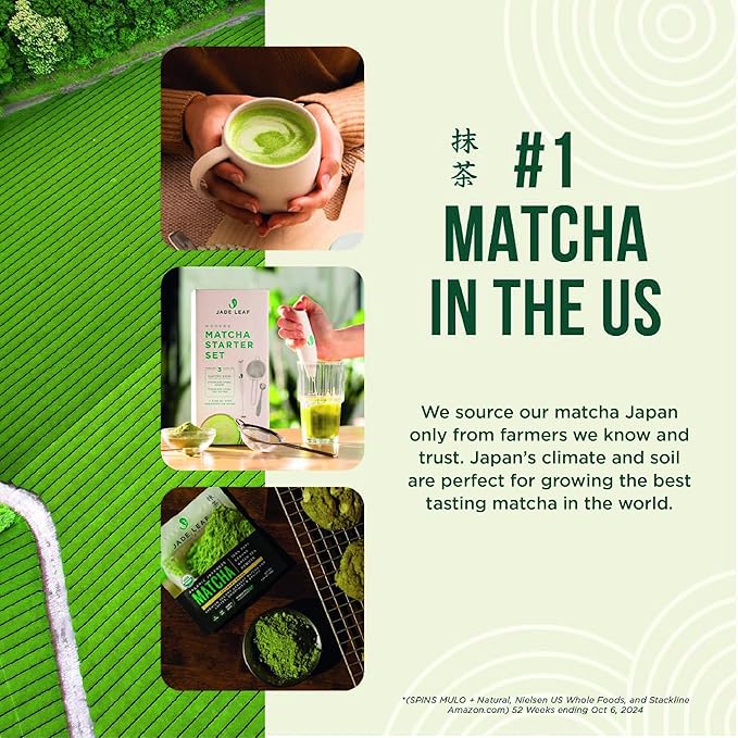 Jade Leaf Matcha - Complete Matcha Whisk Set - Ceremonial Gift Set Includes: Bamboo Matcha Whisk & Scoop, Stainless Steel Sifter, Stoneware Bowl & Whisk Holder, and Prep Guide