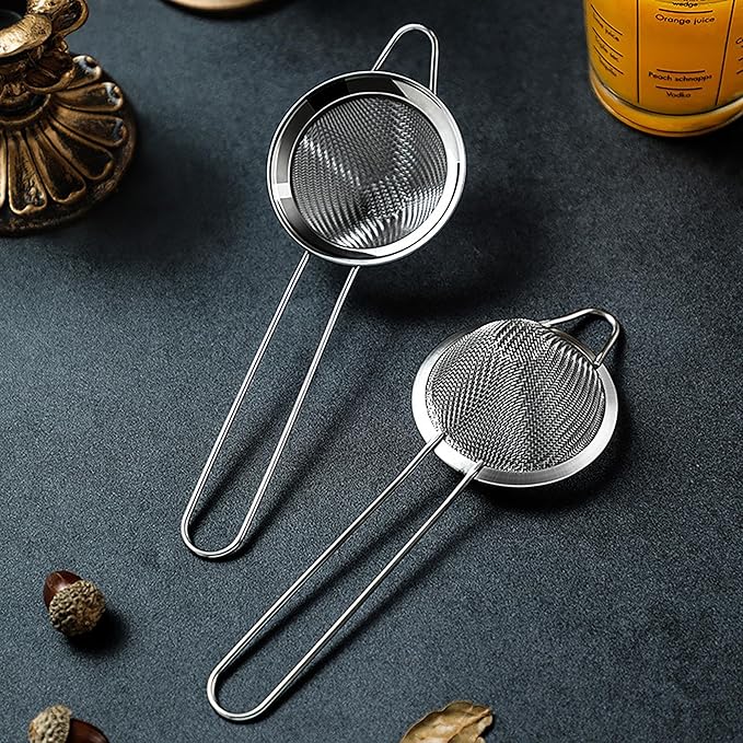 18 PCS Tea Strainers Cocktail Strainer Stainless Steel Fine Mesh Small Strainer, 3.3''Mini Tea Strainer with Long Handle for Cocktails Tea Herbs&Drinks,Conical Tea Filter Bar Colander Food Loose Tool