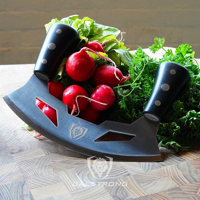 Dalstrong Mezzaluna - 8.5 inch Blade - Gladiator Series - Rocking & Mincing Produce Knife - Black ABS Handle