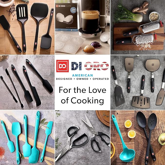 DI ORO Silicone Spatula Set - Rubber Kitchen Spatulas for Baking, Cooking, & Mixing - 600°F Heat-Resistant & BPA Free Silicone Scraper Spatulas for Nonstick Cookware - Dishwasher Safe (4pc, Teal)