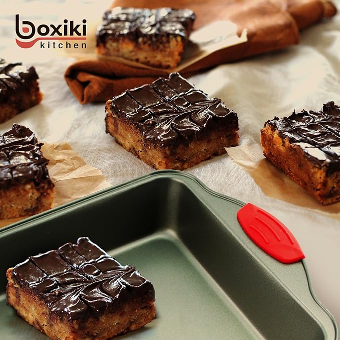 Boxiki Kitchen Non-Stick Steel 8x8 Square Baking Pan Durable, Convenient, and Premium Quality Non-Stick Baking Mold Bakeware.